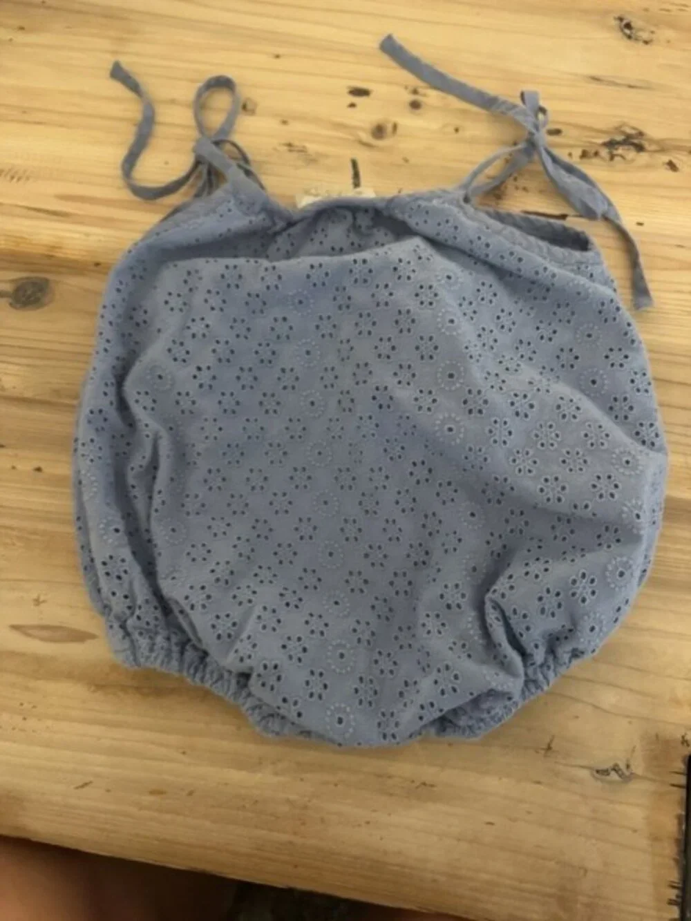 The Beaufort Bonnet Company. Periwinkle bubble with tie shoulders. Size 6-12 mos